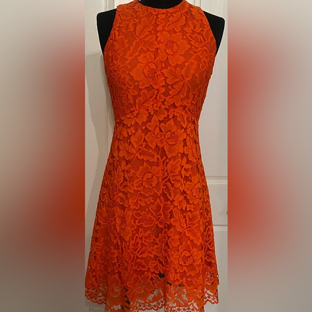 Sandro coral lace dress